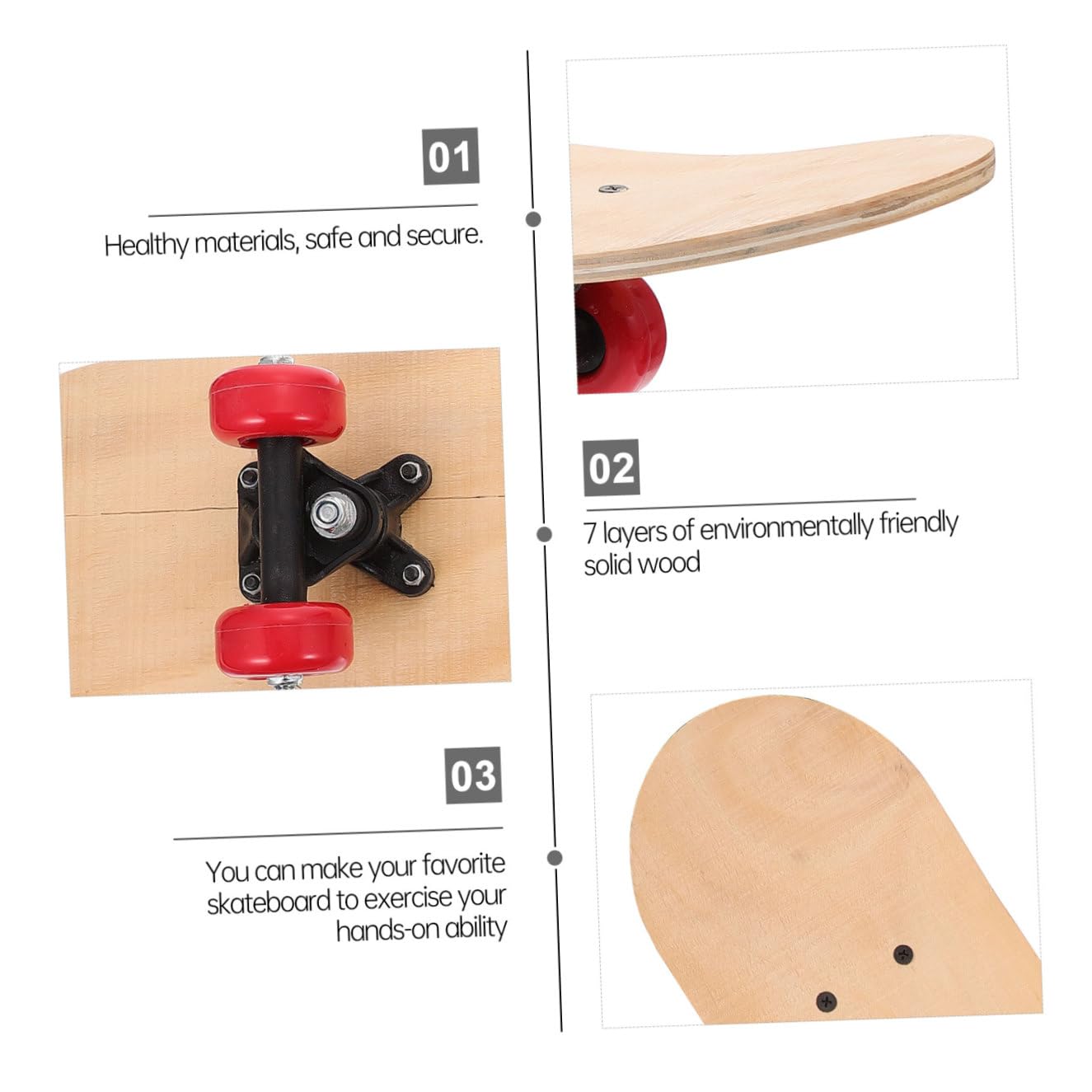 Hemobllo Planche de Skateboard Graffiti DIY en Bois Marron, Deck à Peindre | Format Garçon et Filles et Adulte, Design Vierge Facile à Colorer, Idée Présent de Noël