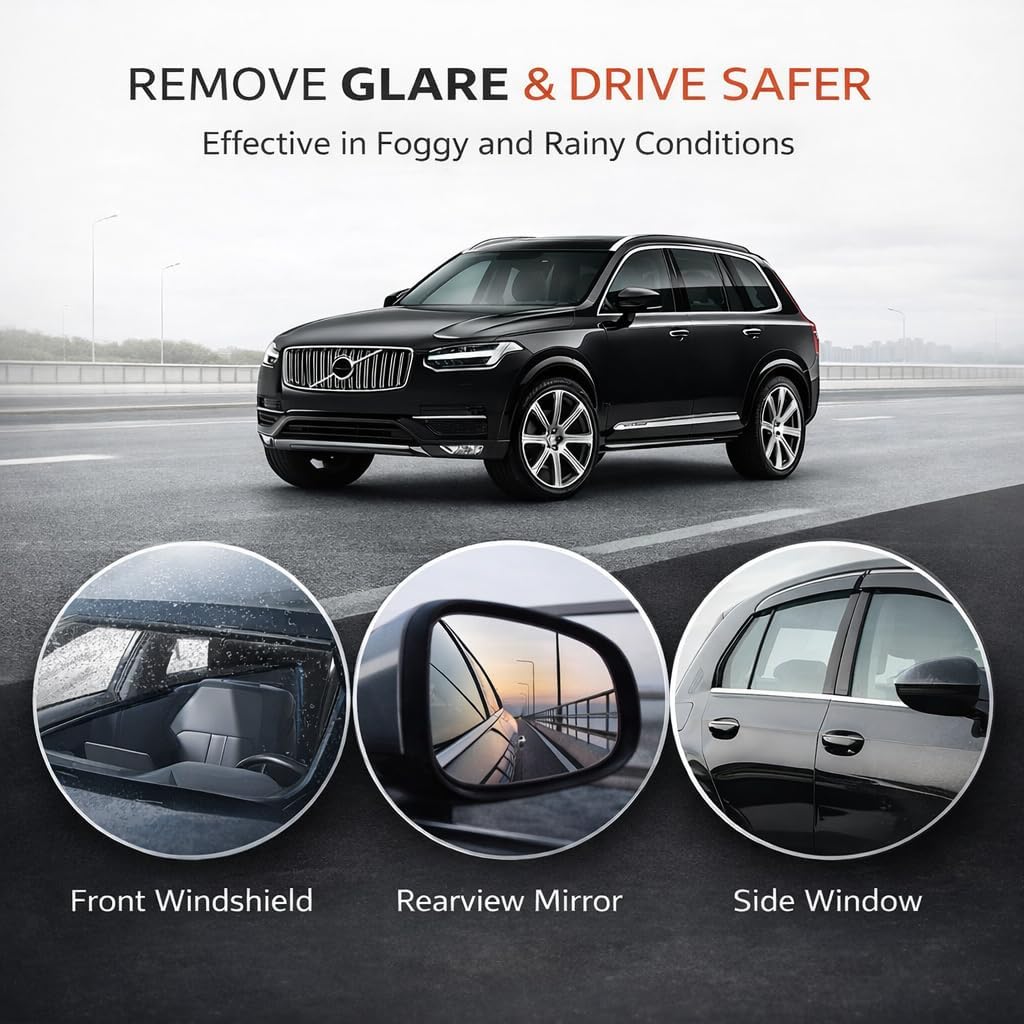 Windshield Oil Film Remover Brush, 150ml Glass Cleaning Compound for Car Windshield Side Windows & Mirrors, Heavy Duty Traffic Film & Grease Cleaner, Clear Vision Glass Polish, Green