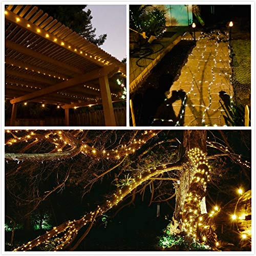 BHCLIGHT 2 Pack Each 72FT 200LED Solar String Lights, Upgraded Super Durable Solar Lights Outdoor, Waterproof Copper Wire 8 Modes Fairy Lights for Home Decor Patio Garden Party (Warm White)