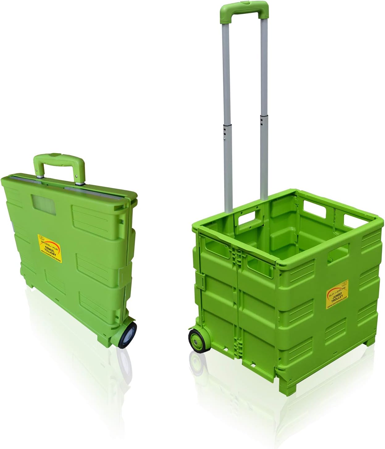 Pack and Go Folding Shopping Trolley, With Wheels, Capacity 40kg, Good for Shopping, Camping, Fishing, Festival, Cart, Trolley, Optional Lid (GREEN TROLLEY only) - Sun Leisure®