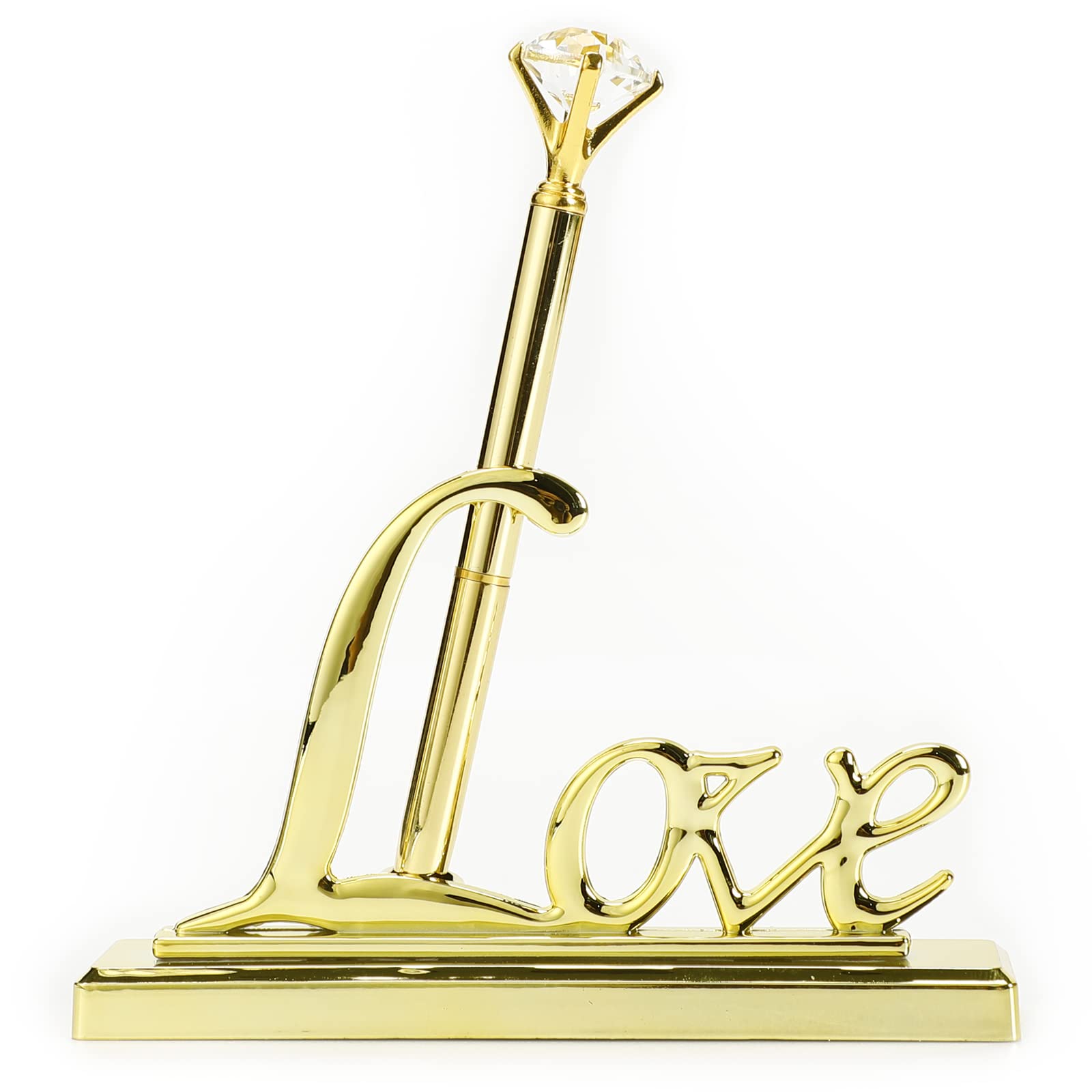 Wedding Guest Pen Gold With Plated Metal Love Diamond for Guestbooks - Engagement and Valentine's Day Favors