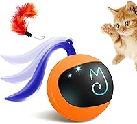 Vista 8 de Migipaws Juego de juguetes interactivos para gatos, rastreador divertido, bola de persecución automática con cola esponjosa, un pequeño ratón, Azul