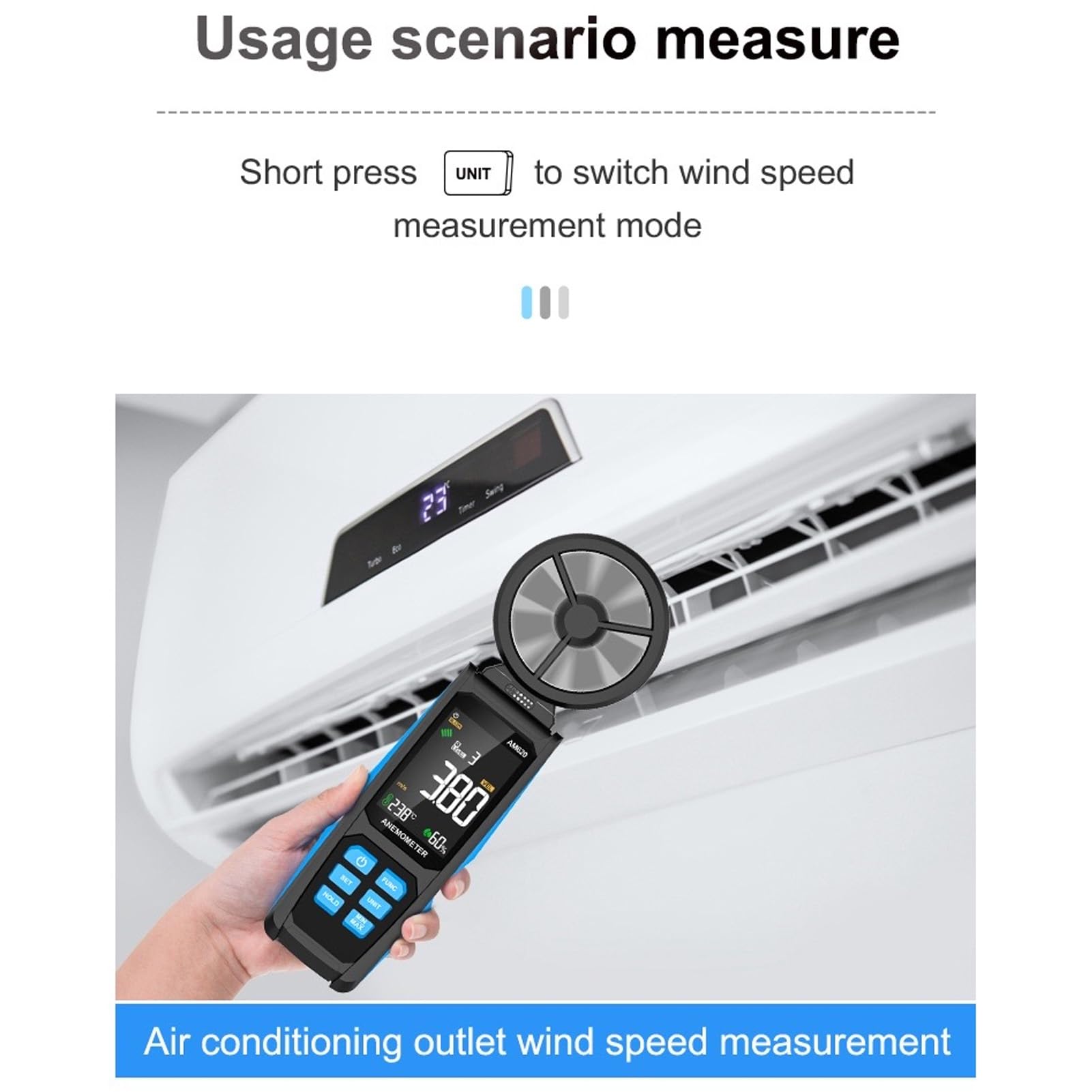 CHICIRIS Cyfrowy Anemometr Ręczny z Miernikiem Wilgotności i Obrotem o 180°, Dokładny Pomiar Prędkości Wiatru dla żeglugi i Przemysłu, Wykonany z Materiału Odpornego na erozję