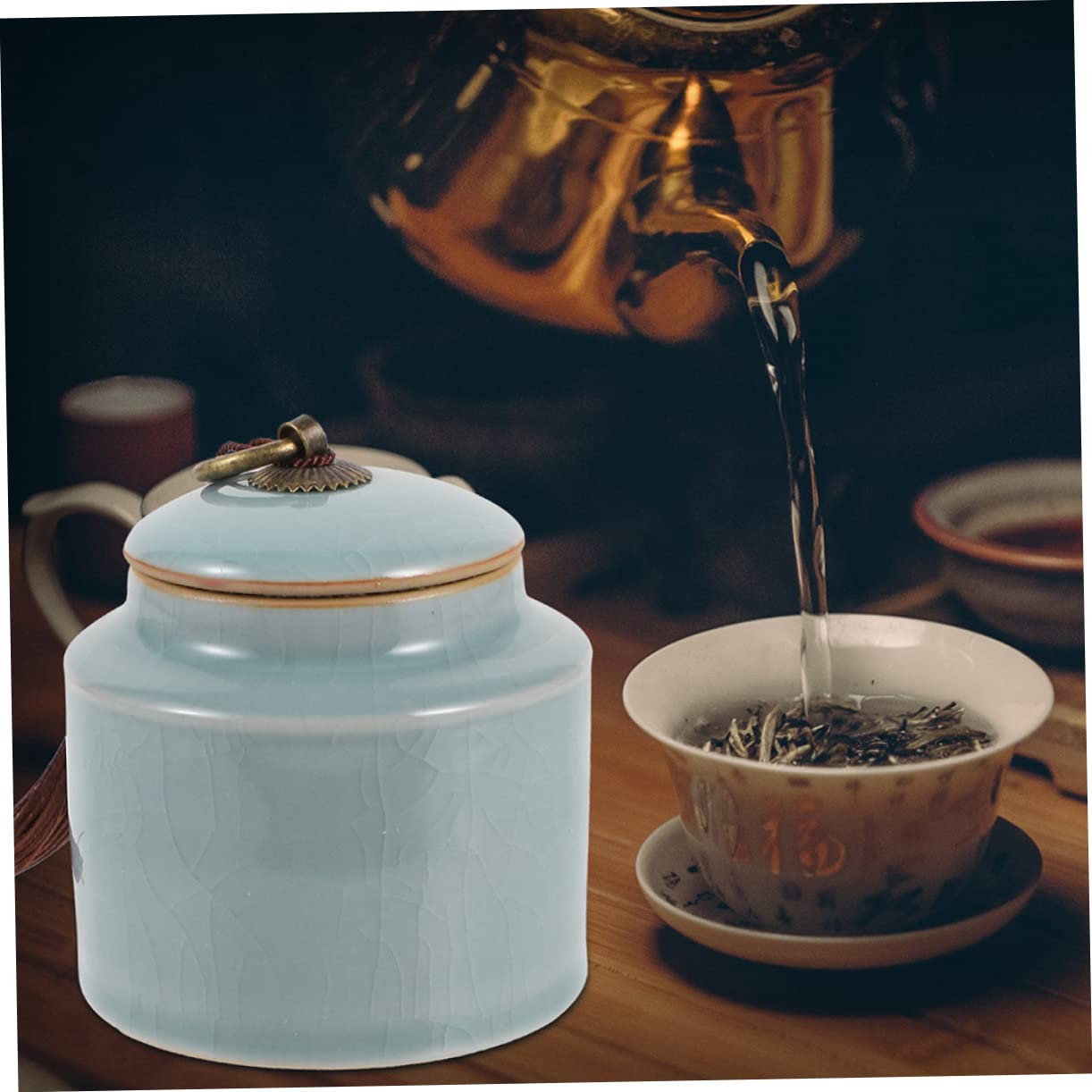 VICASKY Barattoli la Conservazione in Ceramica Sigillati 2 Pezzi, Contenitori Ermetici per Alimenti Secchi, Barattoli Cucina Decorativi per Tè, Zucchero e Snack, Adatti a Casa,