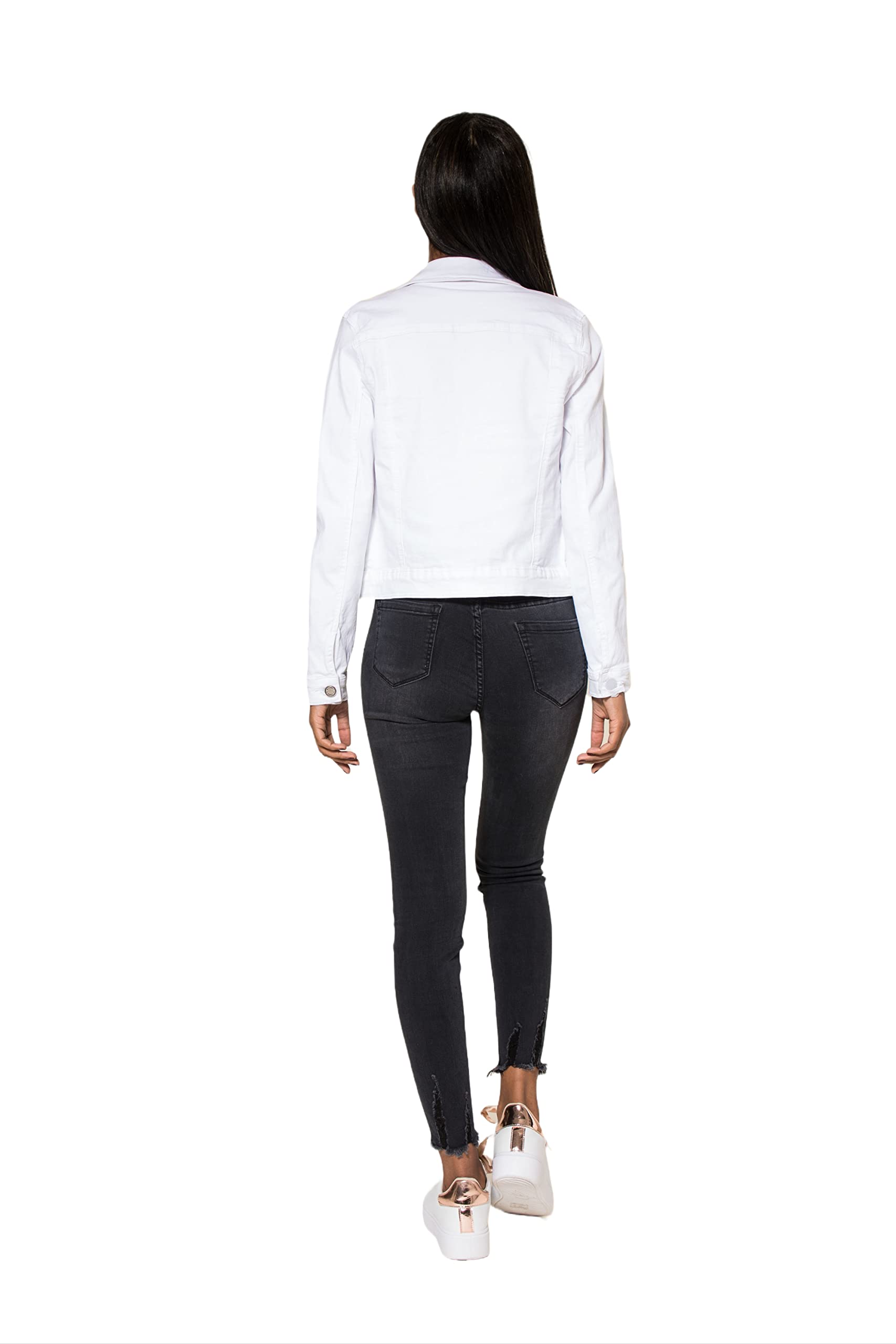 Nina Carter J212 Damen Slim-Fit Jeansjacke – Farbige Übergangsjacke mit Kent-Kragen und Taschen – Frühlings- und Sommerjacke Stretch Jacke