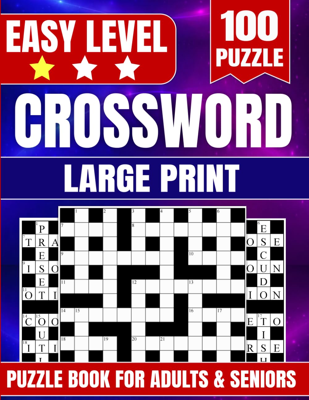 Large Print Crossword Puzzle Book: Easy Level Brain Games for Adults & Seniors | 100+ Stress-Relieving Crosswords with True Large Font Grids & Exact Answer Keys Included