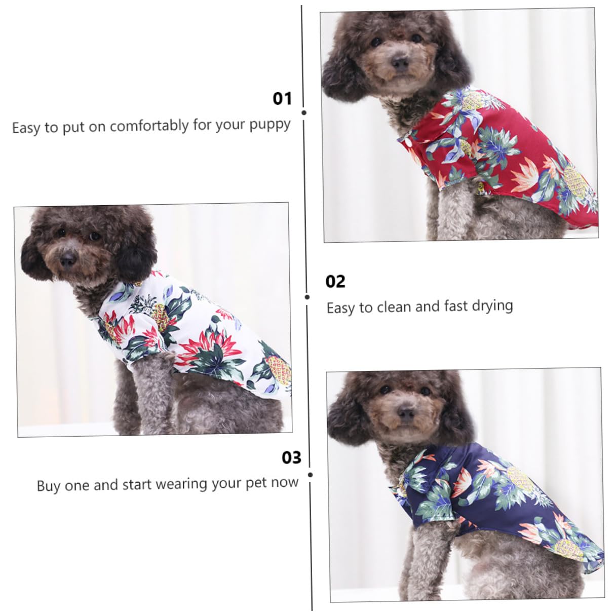 Camisa Hawaiana para Perros y Gatos, 4 Piezas XS Colores Marino, y Burdeos, Poliéster Transpirable y Cómodo para Playa, Verano y Fiestas