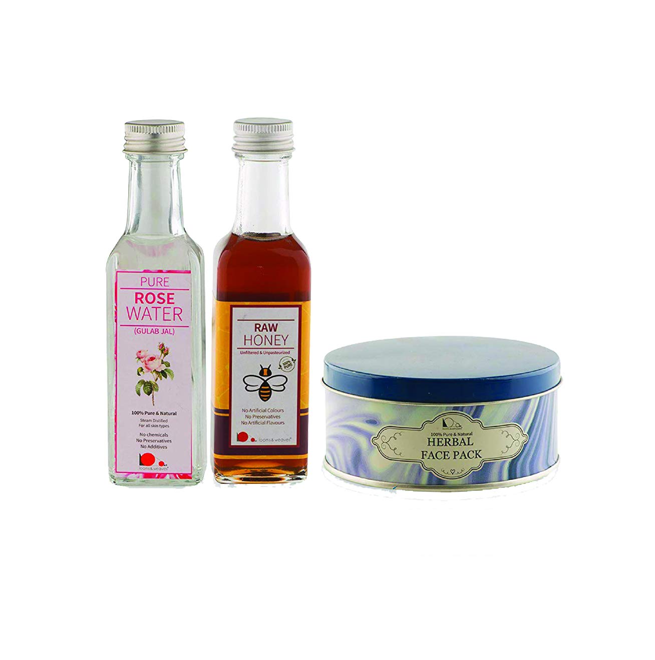 Herbal Face Pack (Ayurvedic Skin Whitening Formula -100 gm) + 100 ml Wild Honey + 100 ml Rose Water