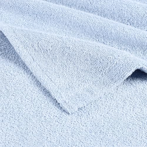 Image of Superior Kids Cotton Terry Poncho, Soft, Absorbent Bath Towel with Hood, Bathroom Accessories, Long, Plush Bathrobes for Bath, Shower, Spa, Resort, Hotel, Beach, Pool, Boy, Girl, Large Size, Blue