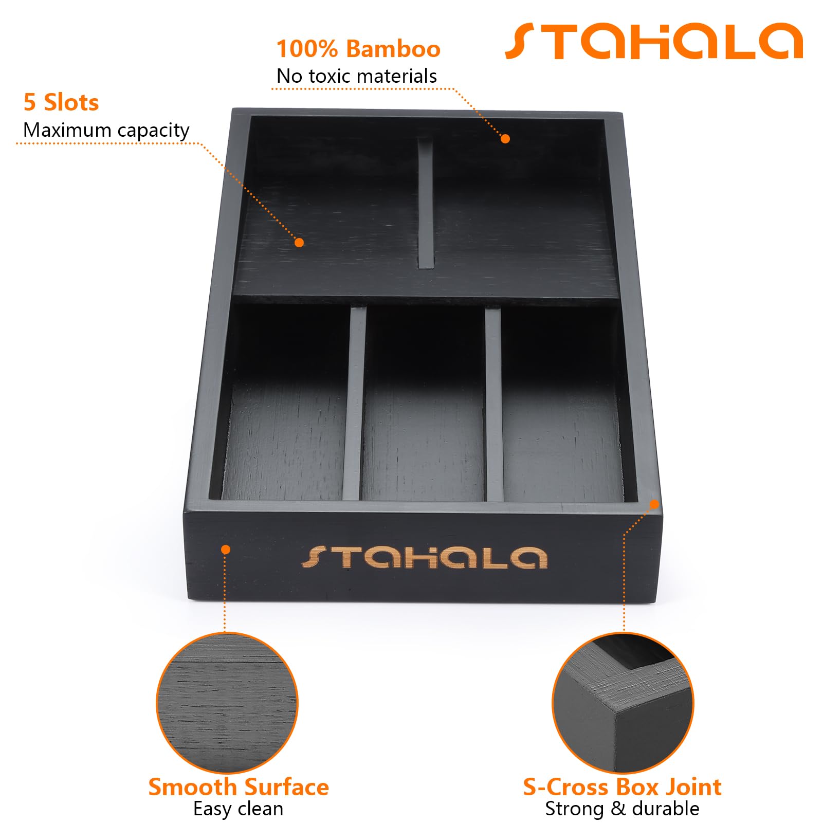 Organiseur En Bambou 3 En 1 Avec Coupeur Et étiquettes Pour Pellicule