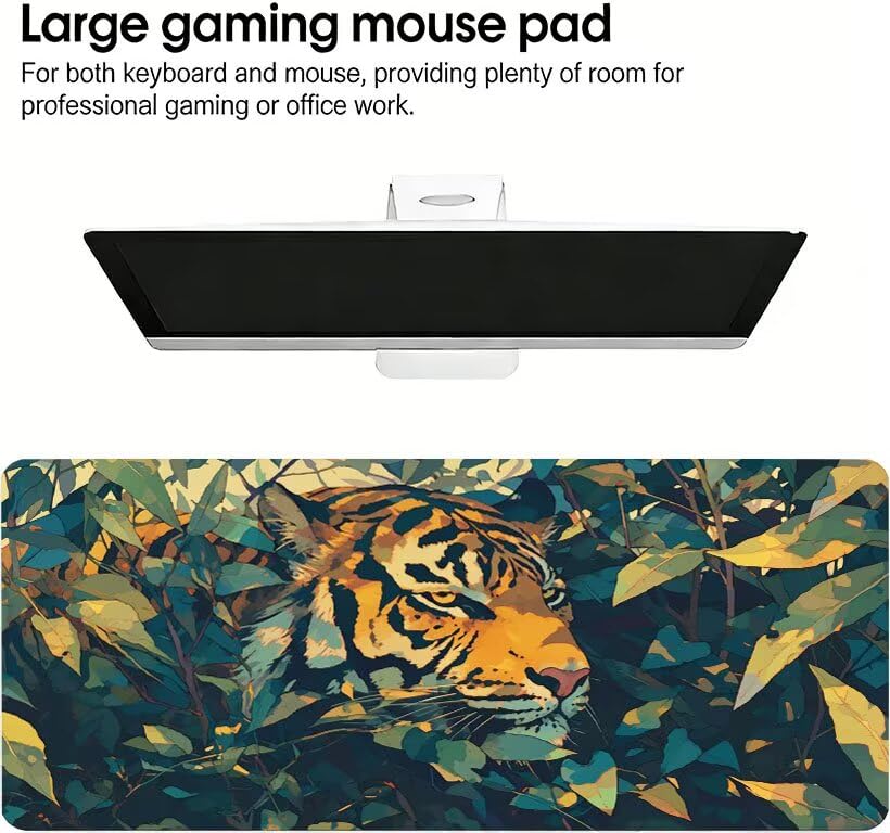 Podkładka pod mysz do gier zwierzę XXL tygrys podkładka pod mysz 1400 x 600 x 3 mm Poprawa precyzji i szybkości, podkładka pod mysz do gier antypoślizgowa gumowa podstawa, do dekoracji Burea DZ-183