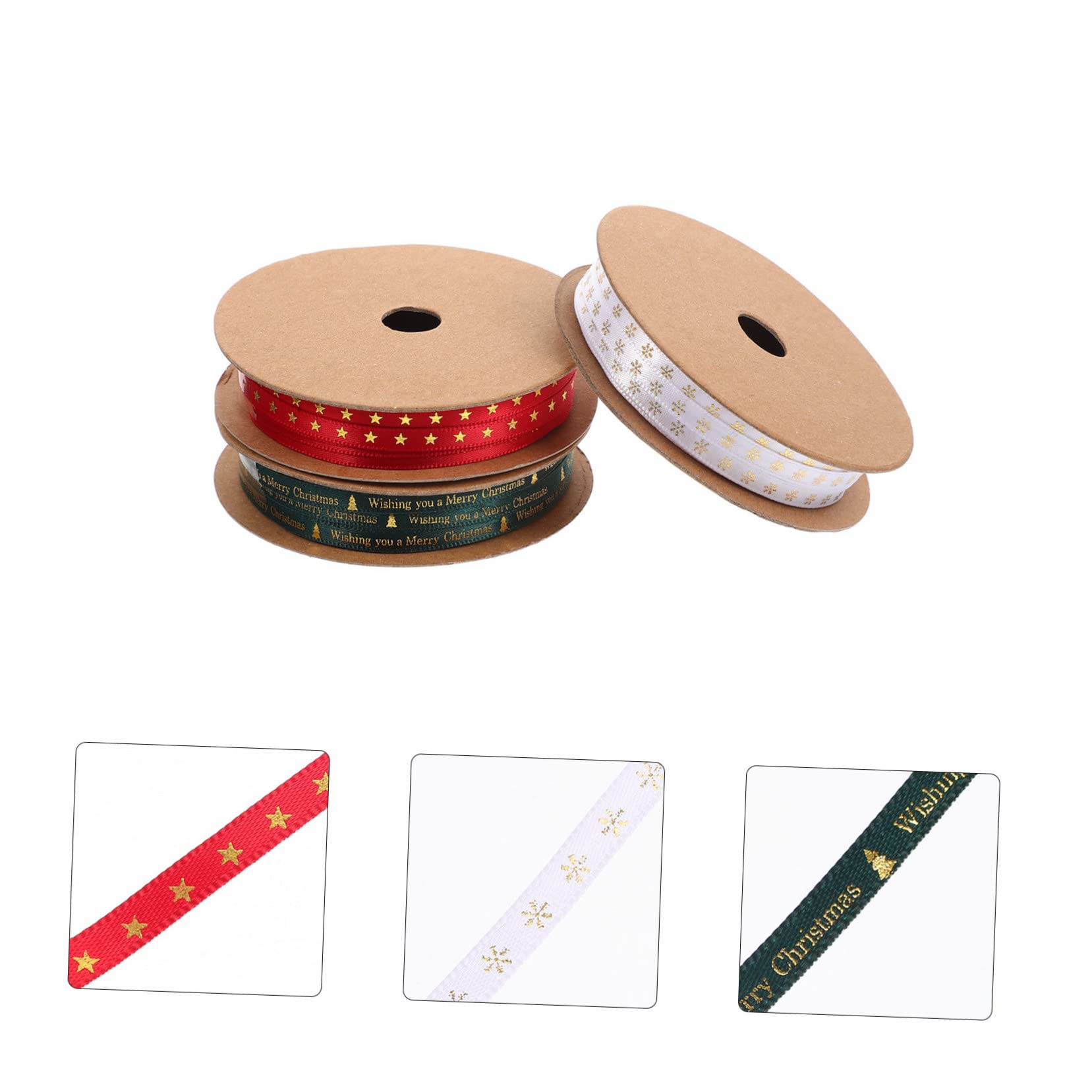 Housoutil 15 Rollen Weihnachtliches Dekoband Set Geschenkband mit Stern und Schneeflockenmuster Vielseitig für Diy Verpackung Basteln Handgewebte Schleifen Langlebig und Leicht zu Schneiden