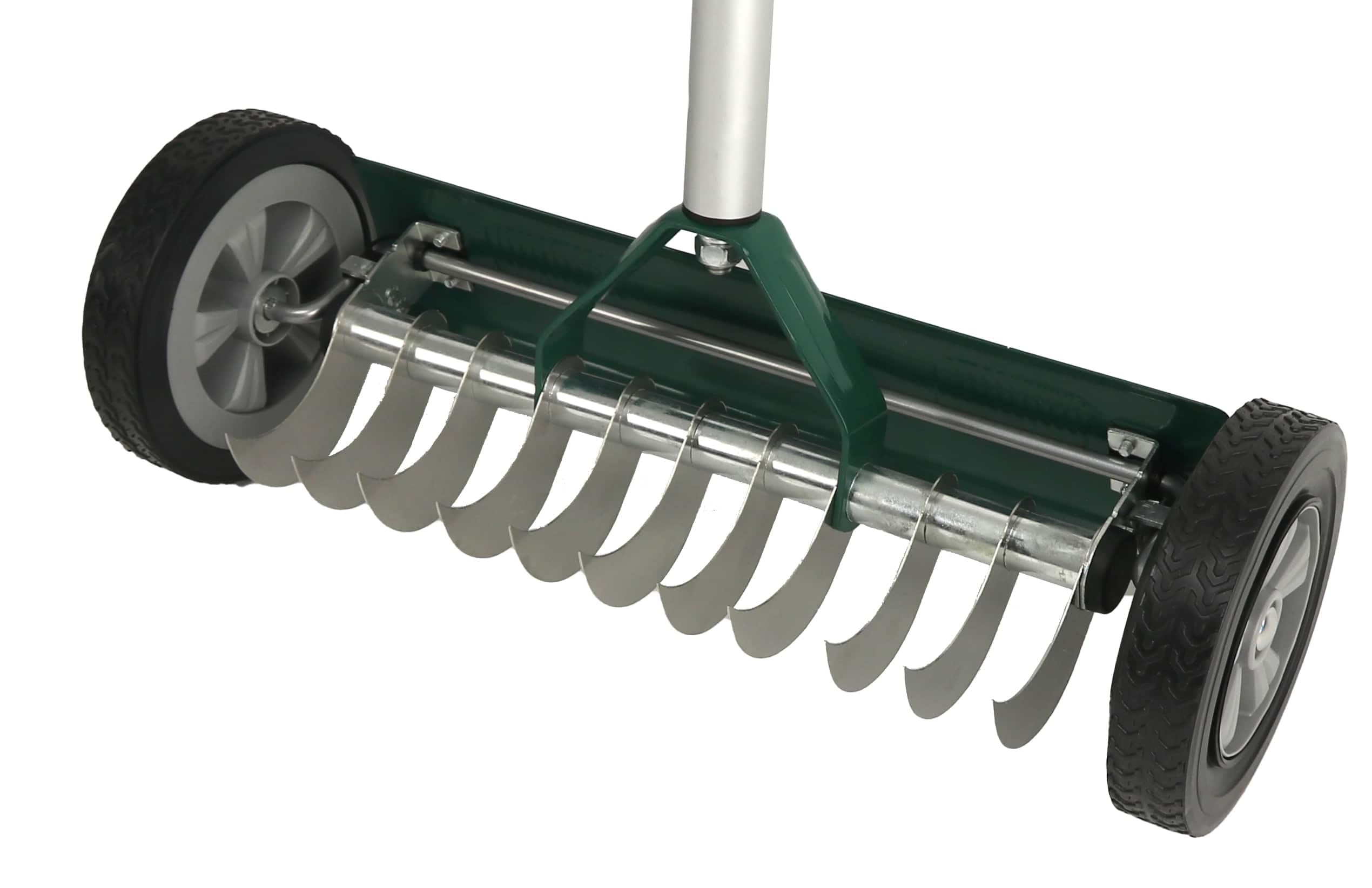 DAYGREEN Escarificador manual VT-32 | musgo y deshierbe con 11 cuchillas de acero inoxidable | 32 cm de ancho de trabajo | Ruedas suaves que protegen el césped