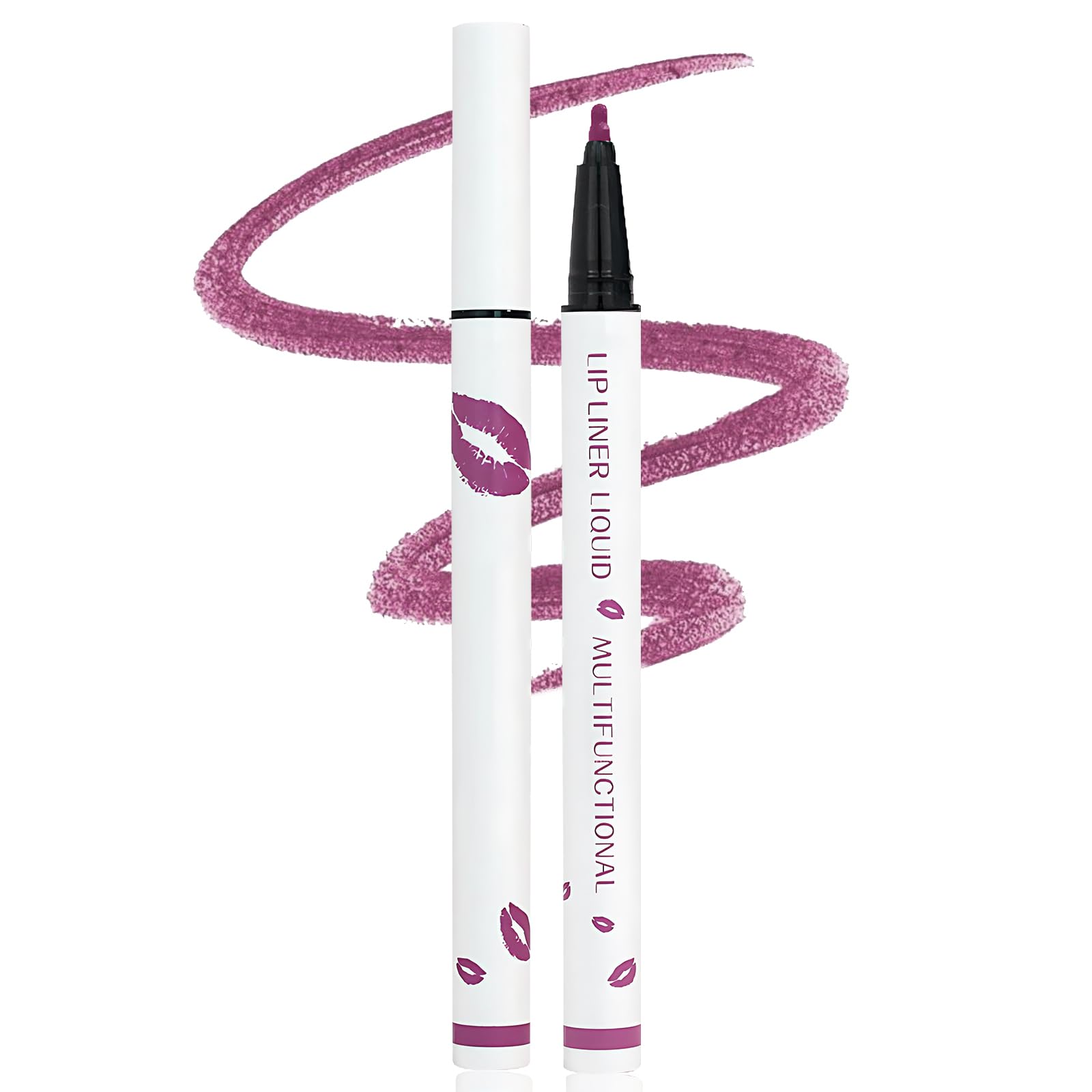 Longwear Liquid Lip Liner, 2025 New 2-in-1 Lip Liner Liquid Pen, Waterproof Long-Lasting Matte Liquid Lipstick for Women (07)