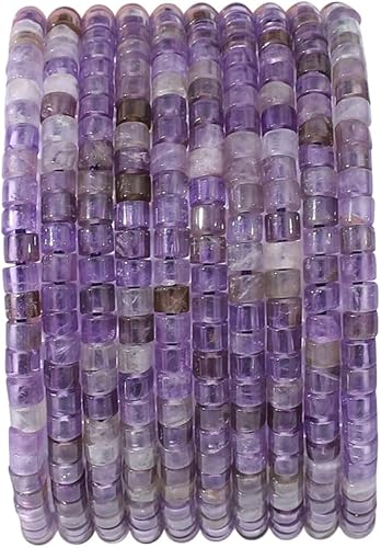 Cuentas de amatista natural en forma de cilindro corto 2x3mm 155 piezas Tubo Cuentas sueltas de piedras semipreciosas para hacer joyas Diseño