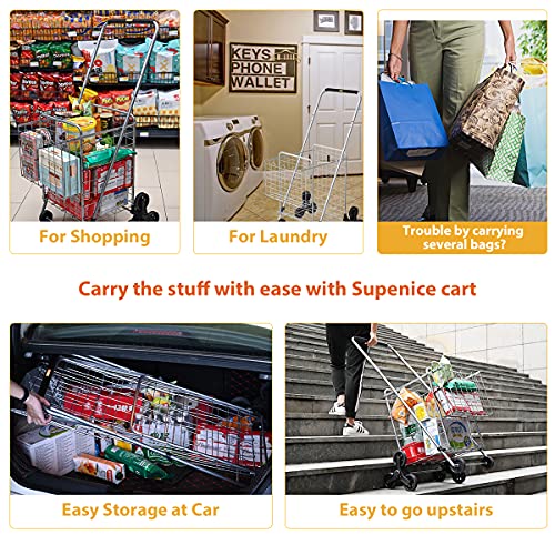 Supenice SN7518 Grocery Shopping Cart With Wheels Deluxe Stair Climber Utility Cart Easily Collapsible Cart With Tri-Wheels, 66 Lbs Capacity, Extended Foam Cover, Trolley For Shopping, Stair, Laundry thumb #5