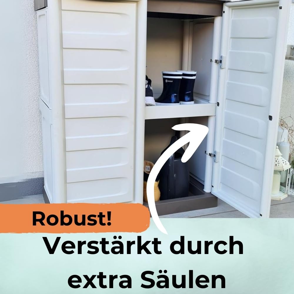 GarPet Gartenschrank Wasserdicht Outdoor Schrank Kunststoff Mehrzweckschrank Allzweckschrank Balkonschrank Haushaltsschrank Terrassenschrank Garagenschrank