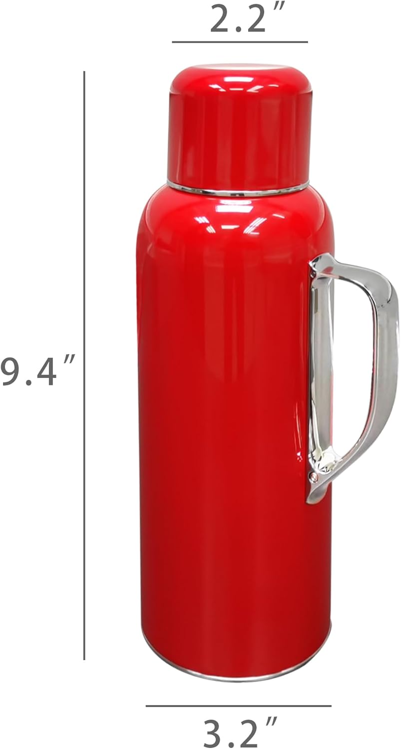 FixtureDisplays High-End Heirloom with Built-in Thermometer& Lid/Cup,Patented Switch,Tipple Coated Stainless Steel Vacuum Insulated Bottle - Keeps Beverages Hot or Cold for 24Hour,20 Oz 22102NEW-NPF