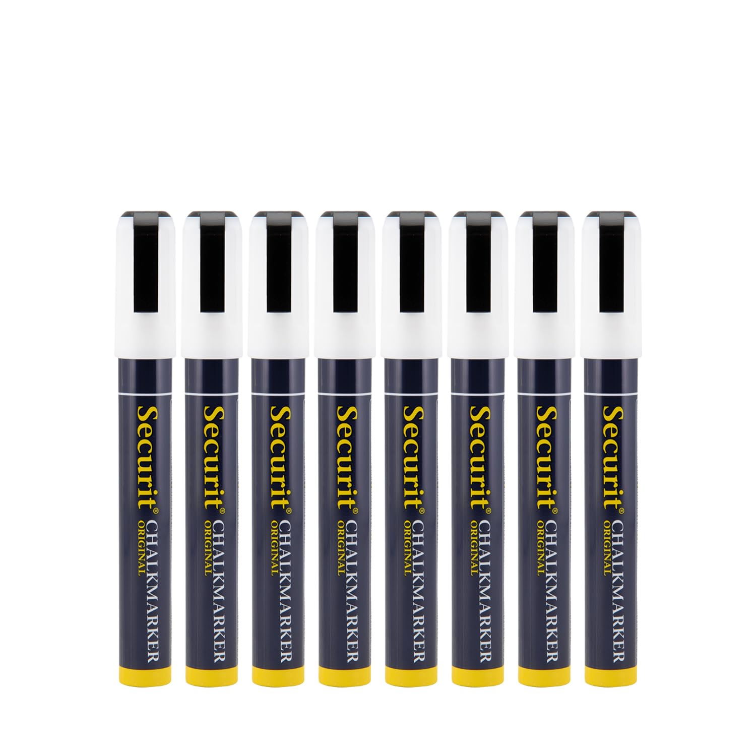 SECURIT - Lot de 8 Marqueurs à Craie Liquide - Pour Surfaces Non Poreuses (Tableau Noir, Verre, Métal, Miroir…) - Pointe Moyenne 2-6 mm - Blanc | Blanc - Pour surfaces non poreuses (tableau noir, verre, métal, miroir...)