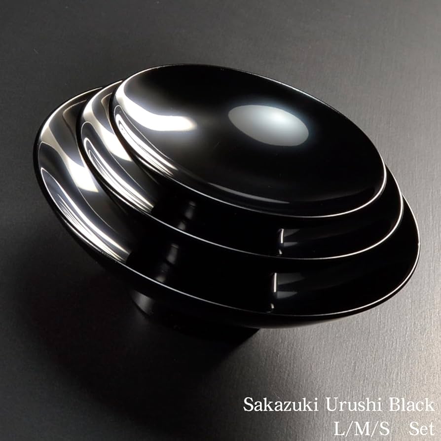 Amazon.co.jp: 三組盃 盃 黒 漆塗 越前漆器 あたかや atakaya