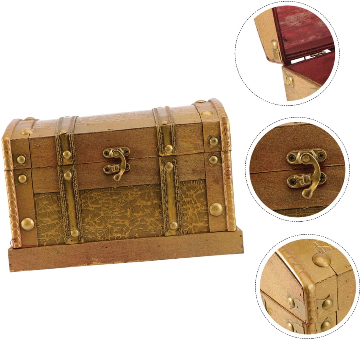 Retro Frayed Wood Treasure Chest Large Decorative Jewelry Storage Box Vintage Wooden Jewelry Organizer Box