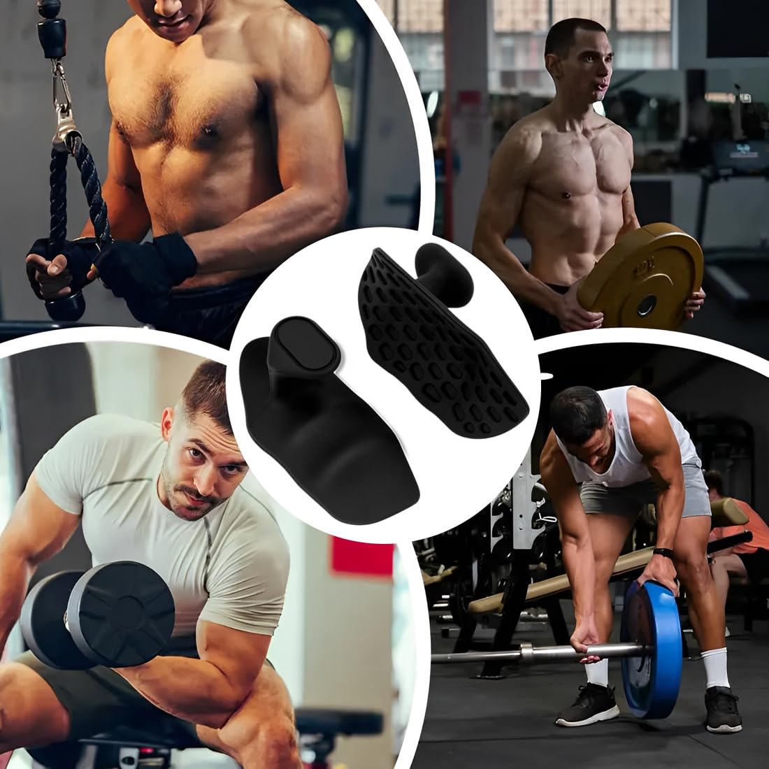 Confezione da 2 Impugnature da palestra per sollevamento pesi, Guanti di Protezione Mani in Gomma Ergonomica per Sollevamento Pesi, Trazioni in Palestra e Allenamento