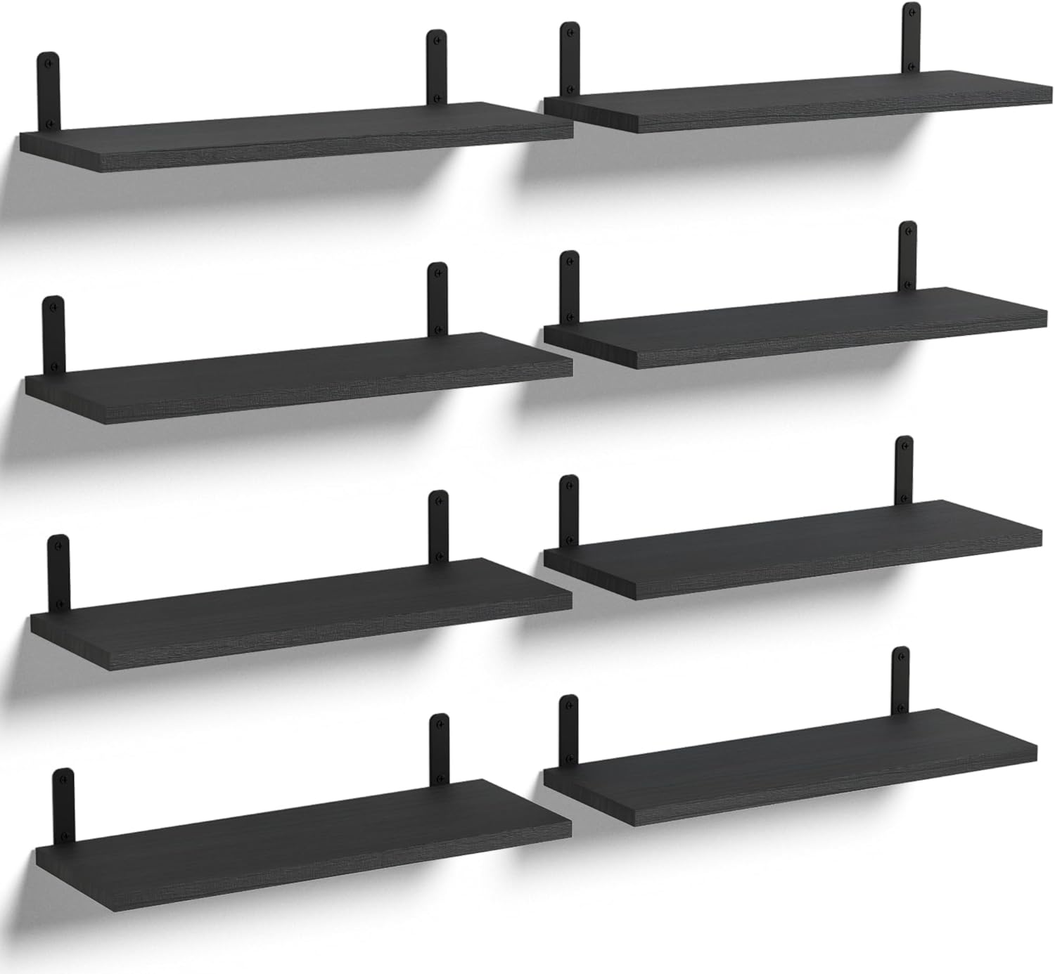 Boswillon Black Floating Shelves Set of 8 for Decor, Rustic