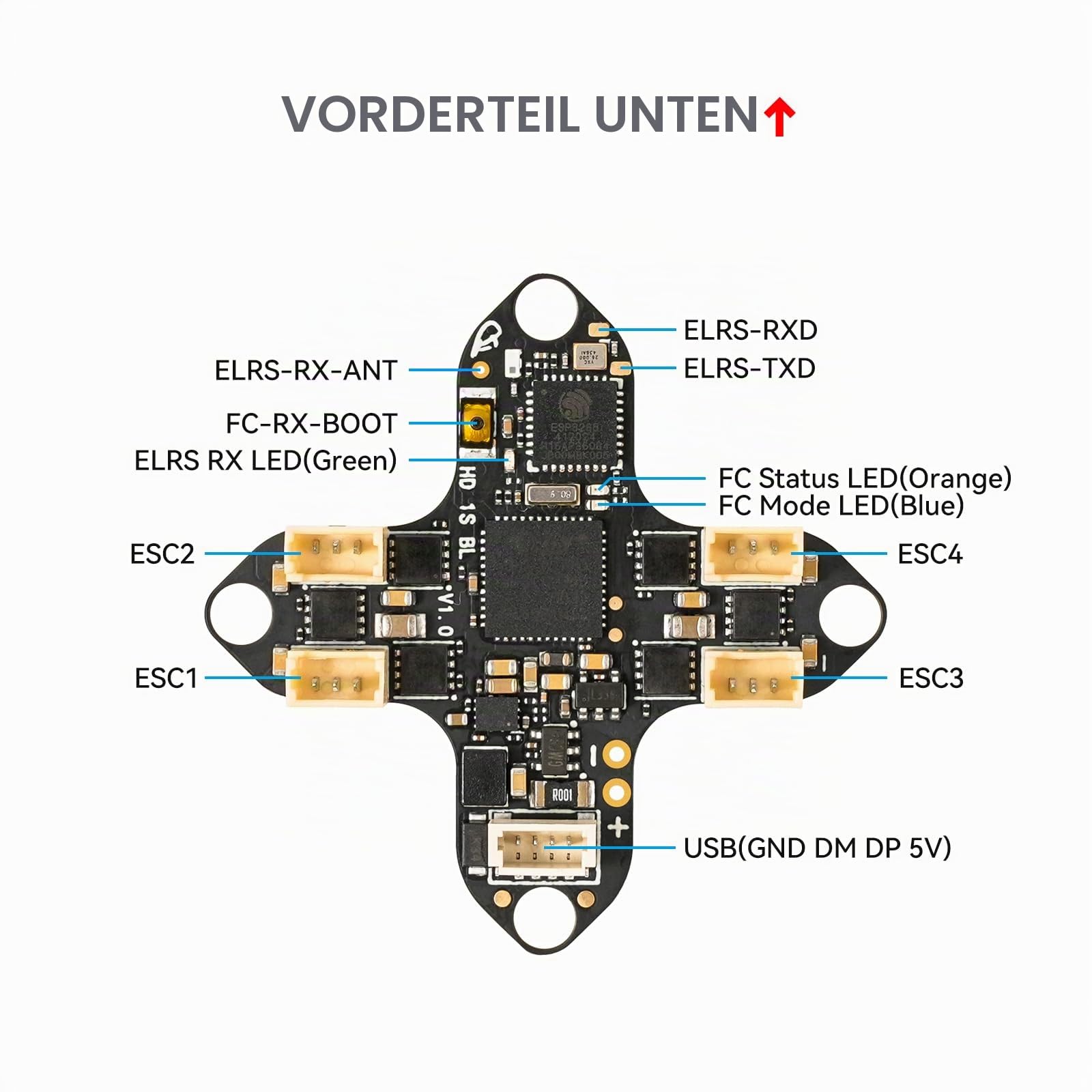 BETAFPV Matrix 1S Brushless Flight Controller G4 3IN1 HD BMI270 - ELRS | Built-in Serial ELRS RX, 5V 3A BEC, 12A ESC, 16MB Blackbox, SH1.0-6Pin Connector for O4 Air Unit, DIY 1S HD Whoop like Meteor