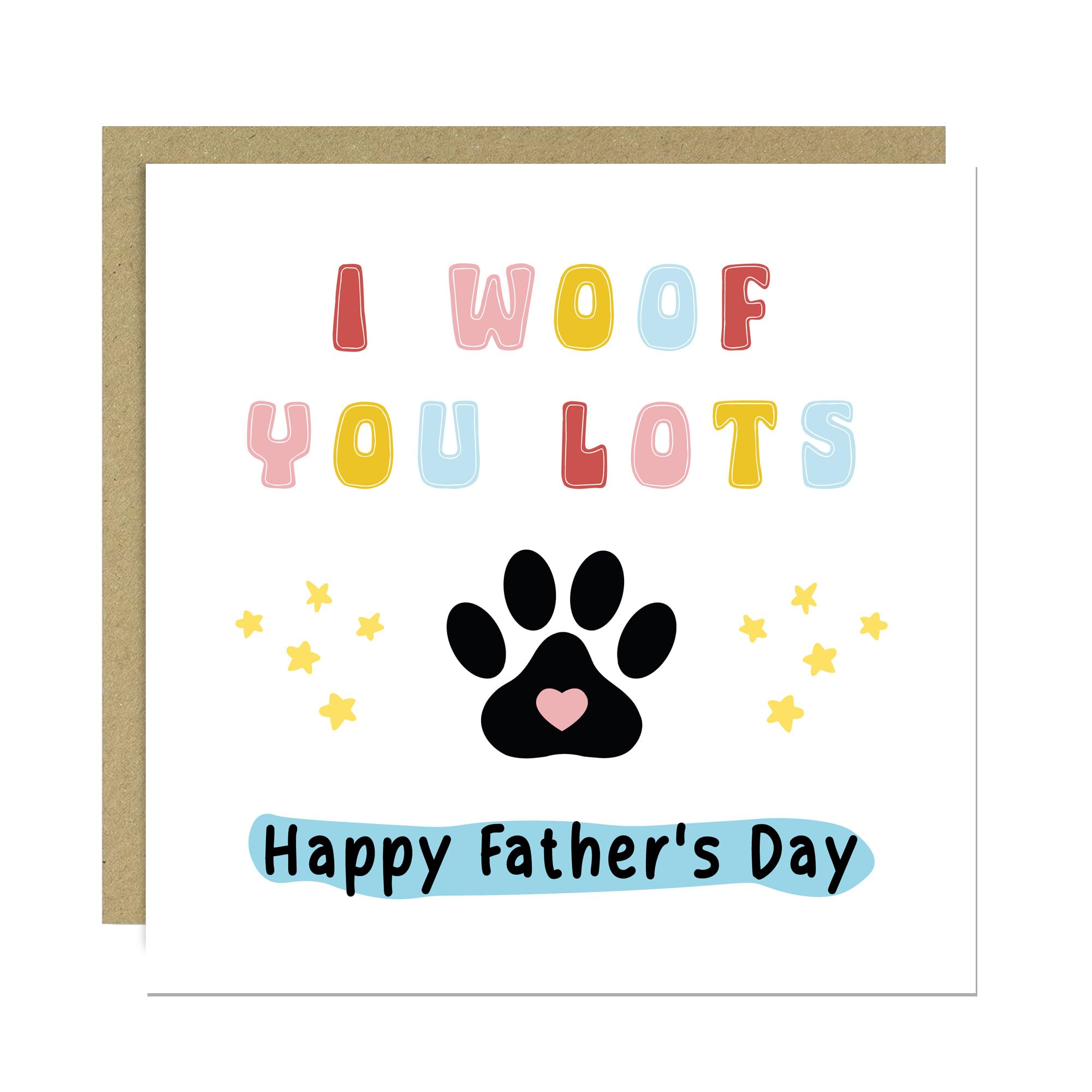 RED OCEAN Funny Card For Fathers Day From The Dog I WOOF YOU Fathers Day Card With Envelope Included Dog Dad From Puppy Funny Cards