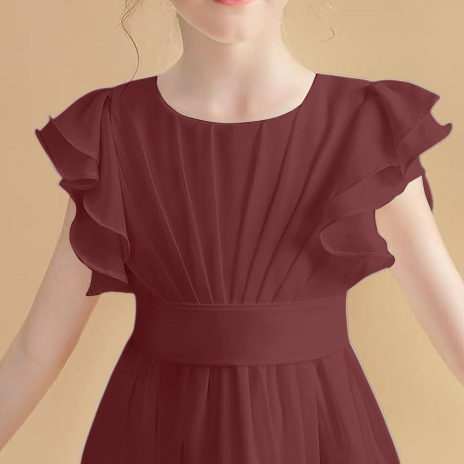 Abiti da ragazza con maniche a volant estate elegante una linea abito da festa di nozze damigella d'onore ballo di fine anno fiore ragazza abito per bambini Boho Flowy Maxi abito