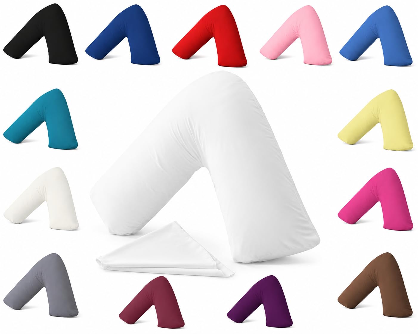 AmigoZone Plain Polycotton Back & Neck Support V Shaped Pillowcase Orthopedic/Pregnency/Nursing Pillow Case (White) โ image 1