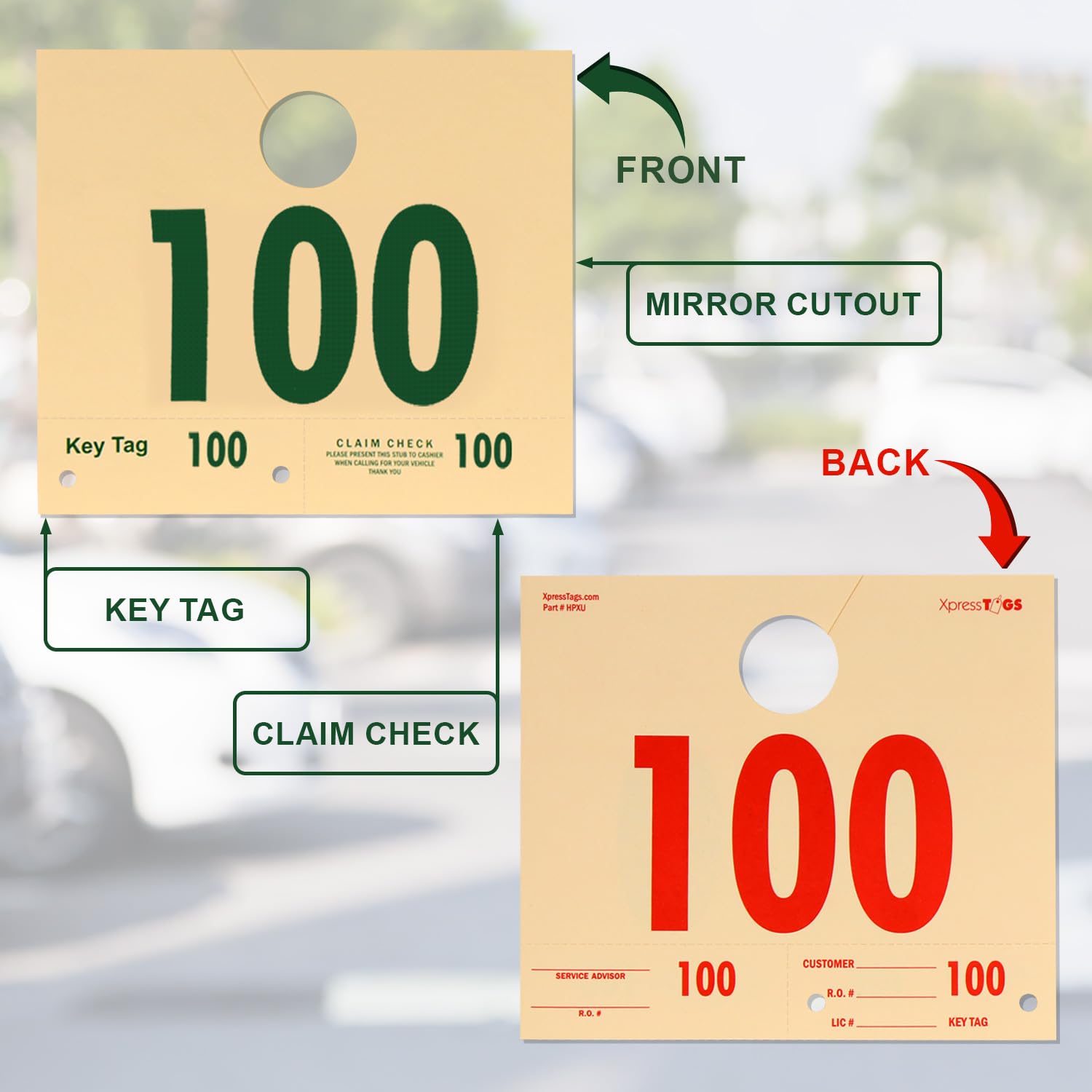 SmartSign 1000-Pack Vehicle Service Hang Tags, 6" x 7" Double-Sided Car Service Valet Tags with Sequential Numbering 000-999, Service Dispatch Numbers