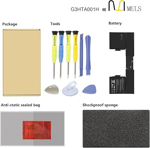 Miniatura 5 de MULS 93HTA001H G3HTA001H - Batería de repuesto para teclado Microsoft Surface Book 1ª generación 1785 con batería de herramientas 8030mAh 60.8Wh