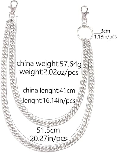 Miniatura 6 de Cadena de pantalón punk para mujeres y hombres, estilo vintage, gótico, remache, Mansard, cadena de pantalones de los años 80 y 90, hip hop, cadena