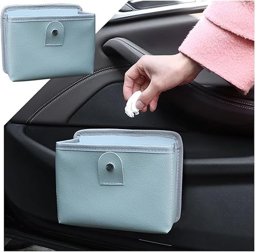 Mini cubo de basura para automóvil, organizador de cuero impermeable para colgar, accesorios para automóvil, pequeño cubo de basura con un rollo de disponible en Yaxa Venezuela