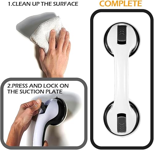 Miniatura 6 de Barras de seguridad para ducha con ventosa, 2 agarres de baño con ventosa de seguridad para bañera, barandillas de mano de baño resistentes, mango