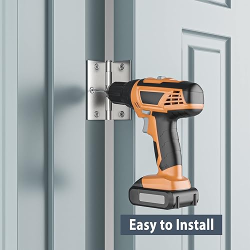 Miniatura 7 de HOSOM Paquete de 3 bisagras cuadradas para puerta de 3.5 pulgadas, níquel cepillado con esquina cuadrada, bisagra de puerta interior para