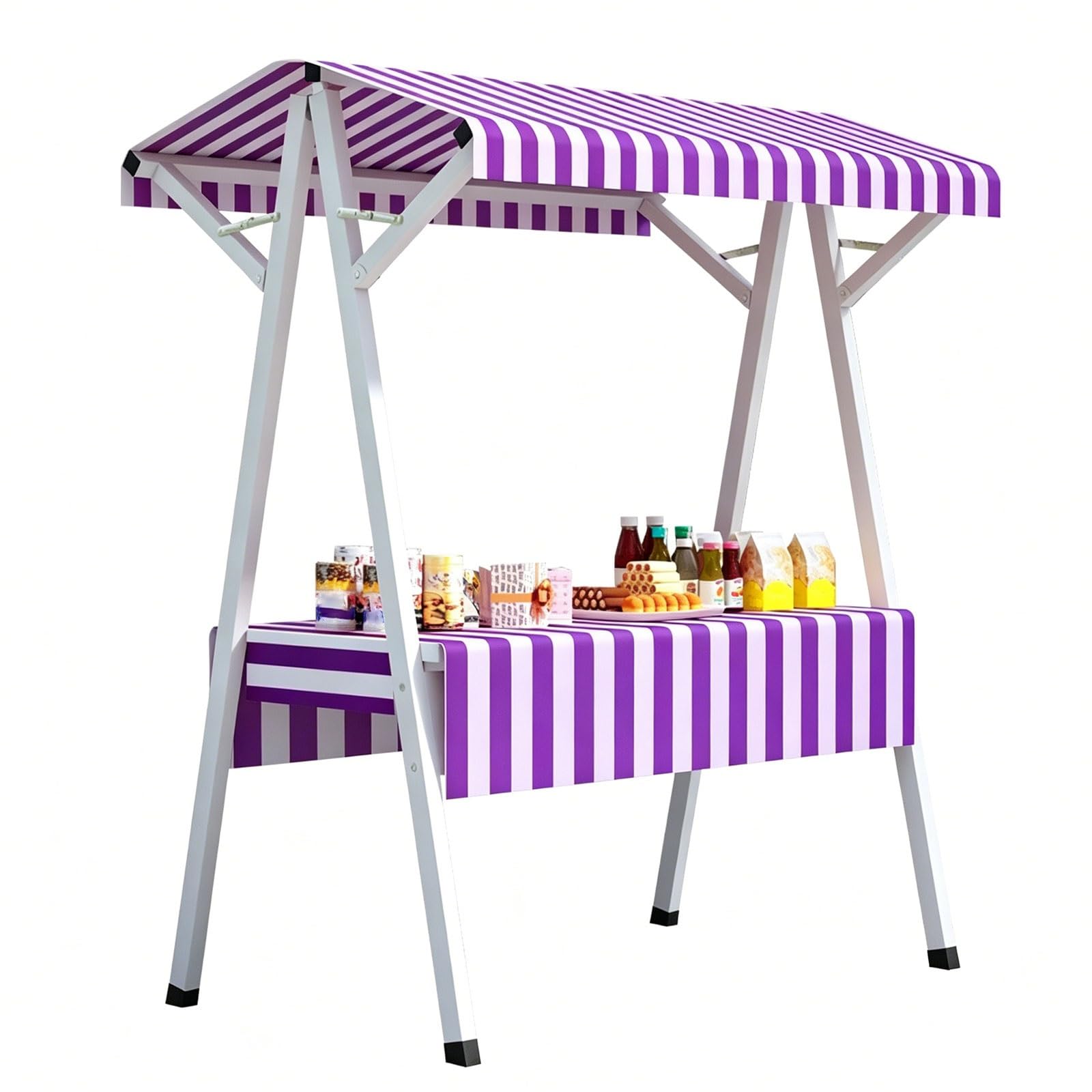 Farmers Market Display, Portable Vendor Cart with Canopy, Foldable Farm Stand Outdoor, for Roadside Sales(Purple,190cm/75in)