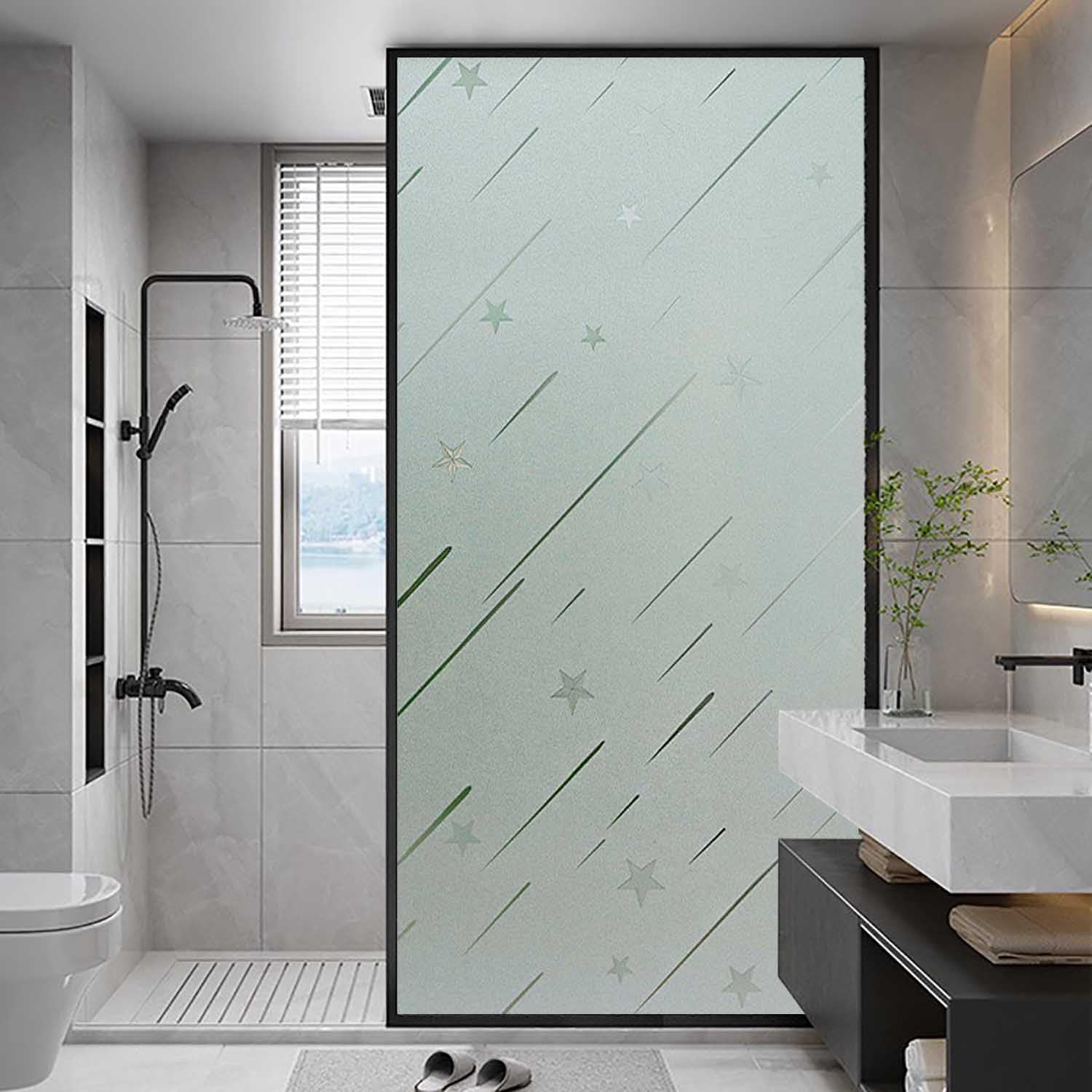 XQKXHZ Day & Night Privacy Film for Windows,Heat Control,UV Blocking,Anti-Glare,Frosted Decorative Window Coverings Film,Static Cling Window Film for Home,Bathroom,Bedroom,Kitchen,Glass Door,80x150cm