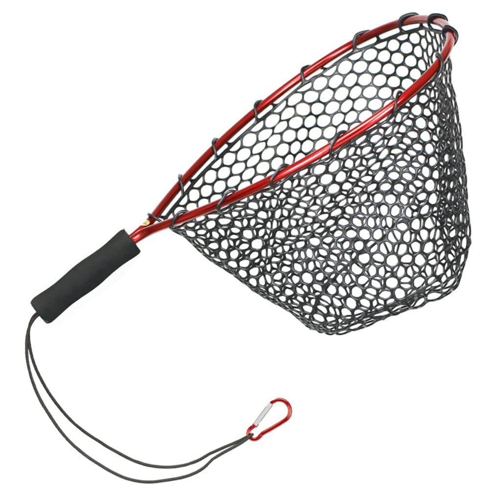 JOTOUCH Silicone Fishing Net Single Section Aluminum Alloy Short Handle Fishing Net Mini Fishing Netcket for Catch and Release(Red) : Sports & Outdoors