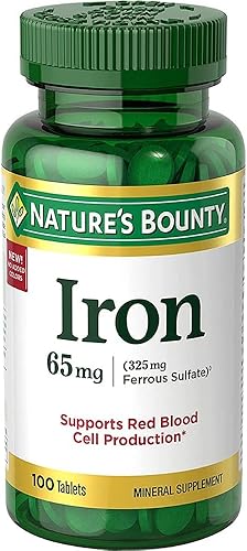 Nature's Bounty I.Ron 65mg, 325 mg Sulfato Ferroso - Soporte Energético Celular - 65mg - 100 Tabletas,..