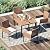 LAUSAINT HOME 5 Pieces Outdoor Patio Dining Set, All-Weather Wicker Rattan Furniture Set with Chairs Set of 4 and Wood Square Table with Umbrella Hole for Patio, Lawn, Garden, Backyard, Beige