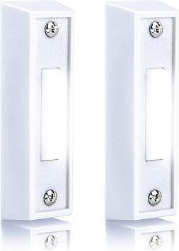 2 PCS Lighted Doorbell Button, Wired Door Bell Push Buttons LED Door Chime,Wall Mounted Doorbell Switch Garage Doorbell Button White Light