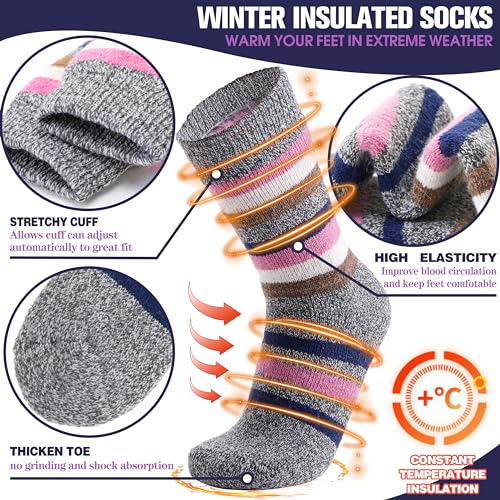 Image of 3 Pairs Thermal Warm Socks for Men & Women Thick Winter Extra Warm Insulated Boot Ski Socks for Cold Weather