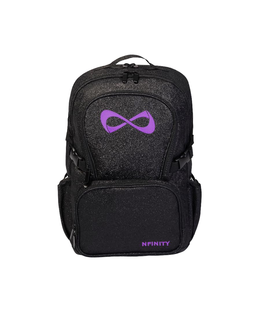 Nfinity Sparkle Backpack for Cheerleaders – Glitter Finish, Lightweight and Durable, with Ample Storage and Adjustable Straps