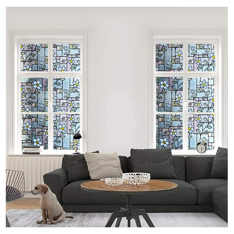 Image of Decorative Glass Film Window Film for Glass Film for Windows Privacy - Blue Patti |16 X 36 Inchs