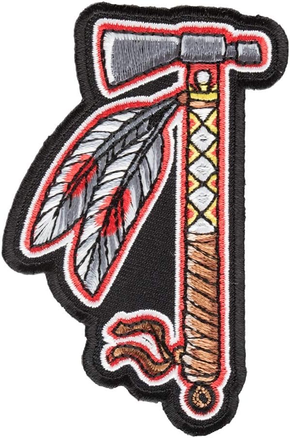 Hatchet Feathers Red Brown Iron On Patches for Clothing Jeans - 2.5x3.25in Small DIY Sew On Patch for Jackets Bags - Embroidered Native American Indian Decorative Patches