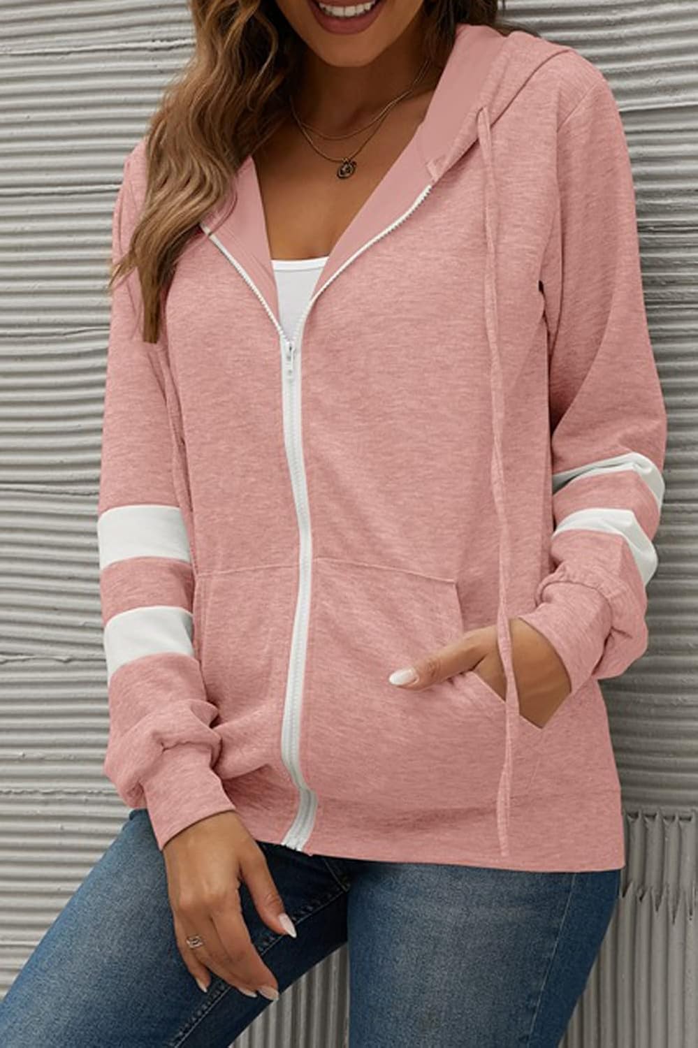 Size Small Color Pink YOCUR Womens Full Zip Up Hoodie Ombre Tie Dye Sweatshirt Teen Girls Long Sleeve Hoodies Jacket