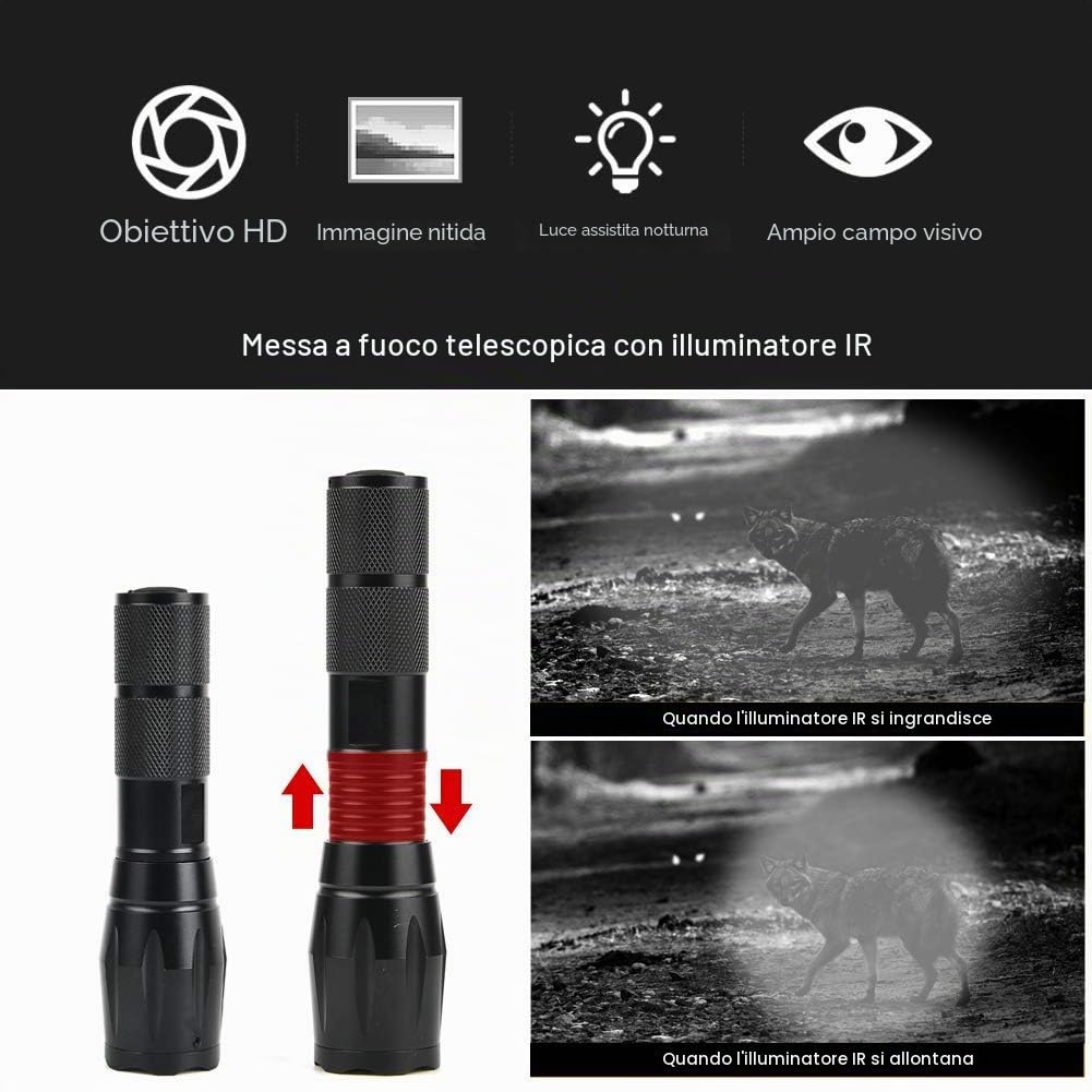 JASHKE Dispositivo di Visione Notturna del Telescopio per Cannocchiale da Puntamento con Telecamera Notturna da Caccia e Display da 5 Pollici [ 5a generazione ]