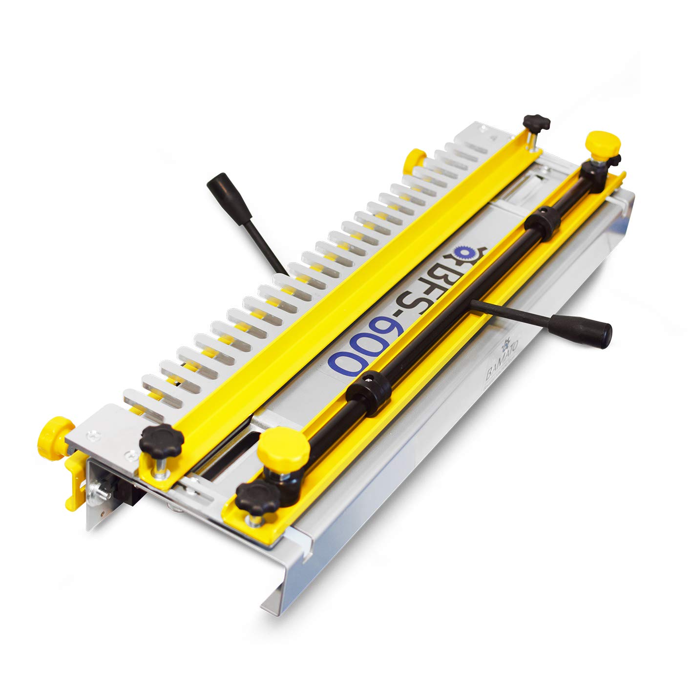 BAMATO Zinkenfräsgerät BFS-600 | 600 mm Arbeitsbreite | Inkl. 12,7 mm Schablone & Fräser | Vorrichtung für Schwalbenschwanzverbindungen | Für Oberfräser